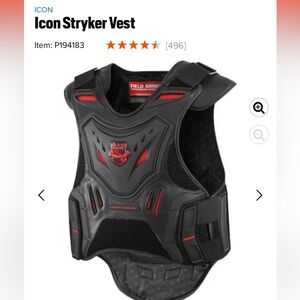 ICON Stryker Vest Black  and Red Protective Gear